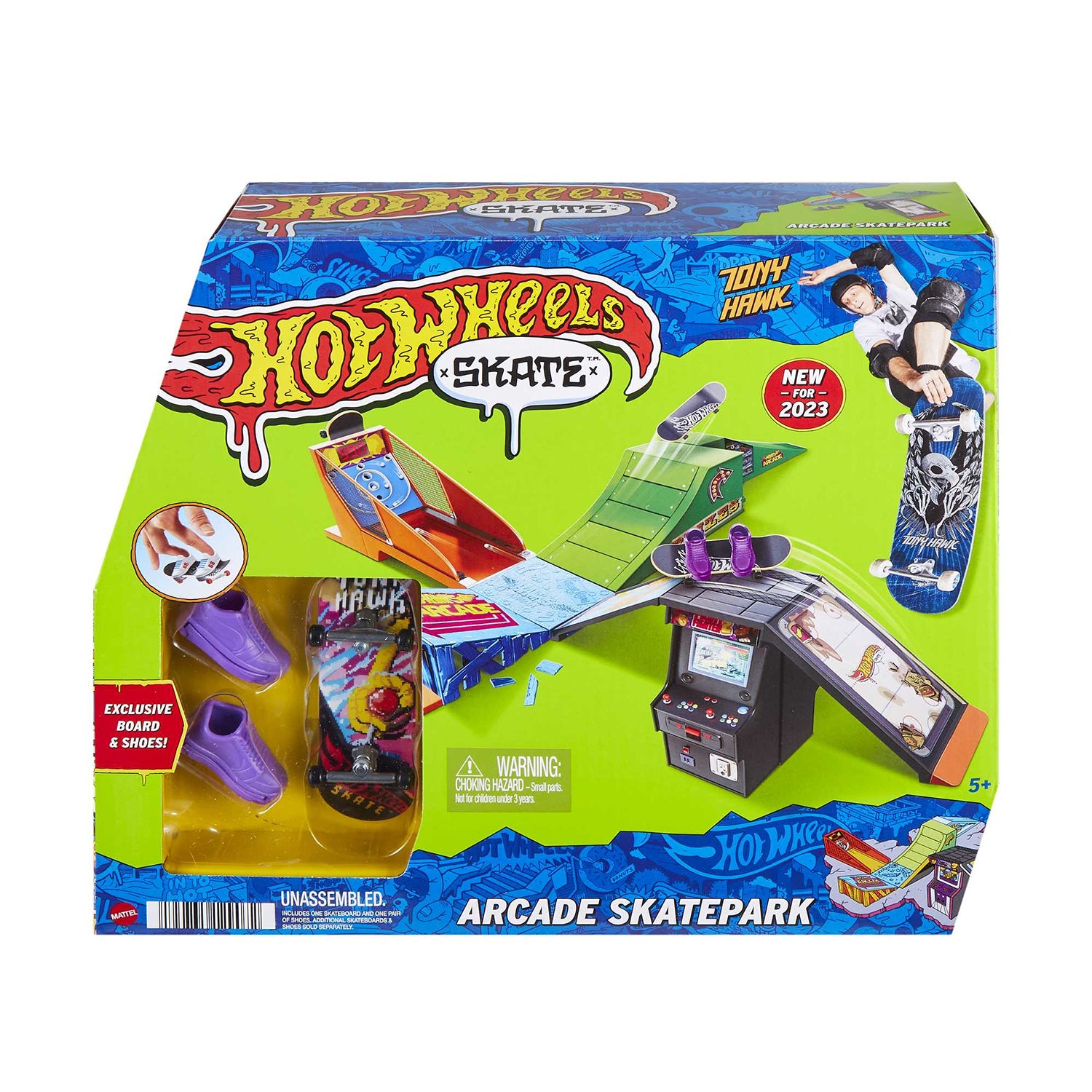 MATTEL - Hot Wheels Skate Arcade Skatepark Set - Con Fingerboard Firmato Tony Hawk + Scarpine